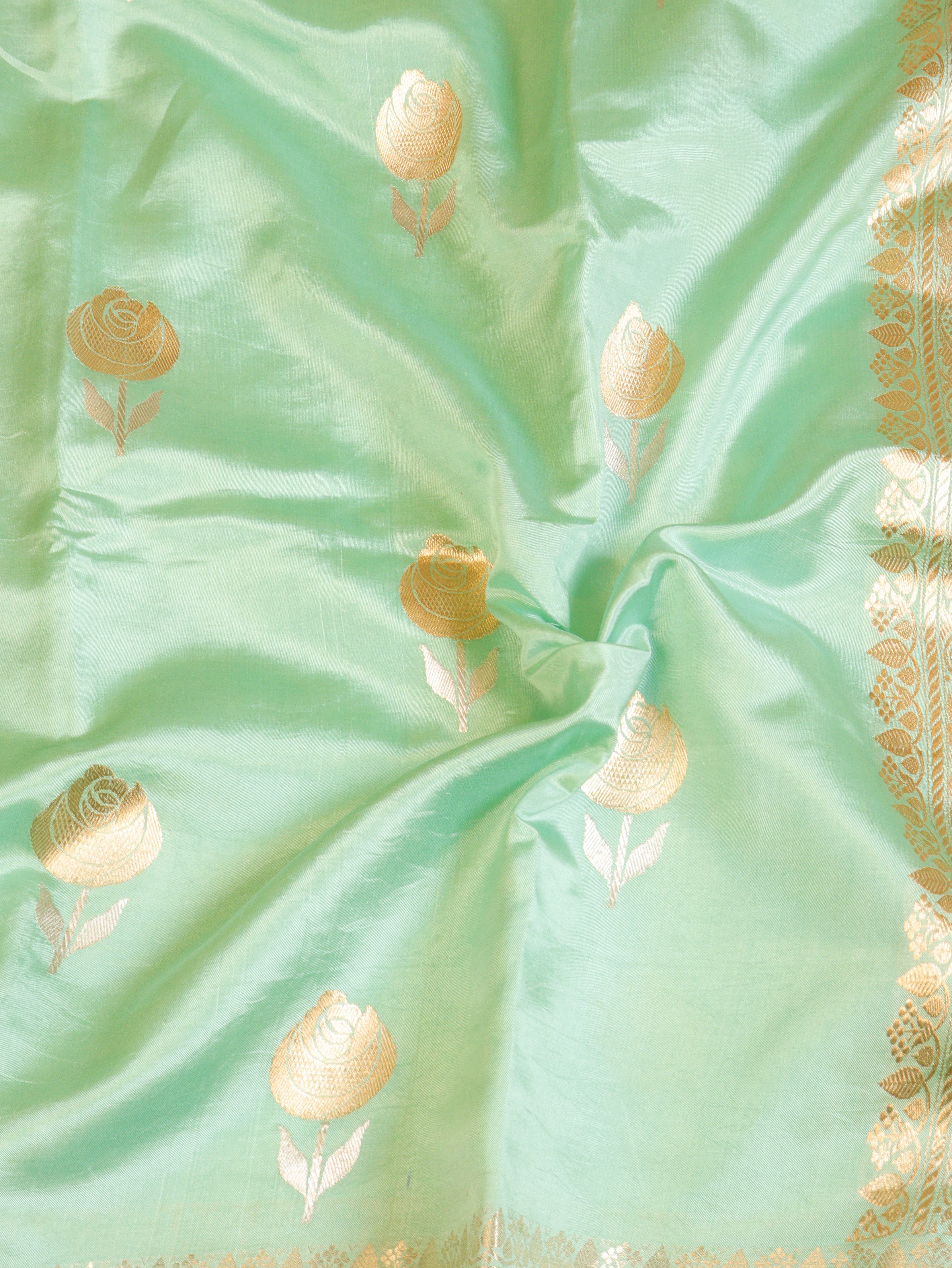 Mint Green Pure Soft Katan Silk Handloom Saree