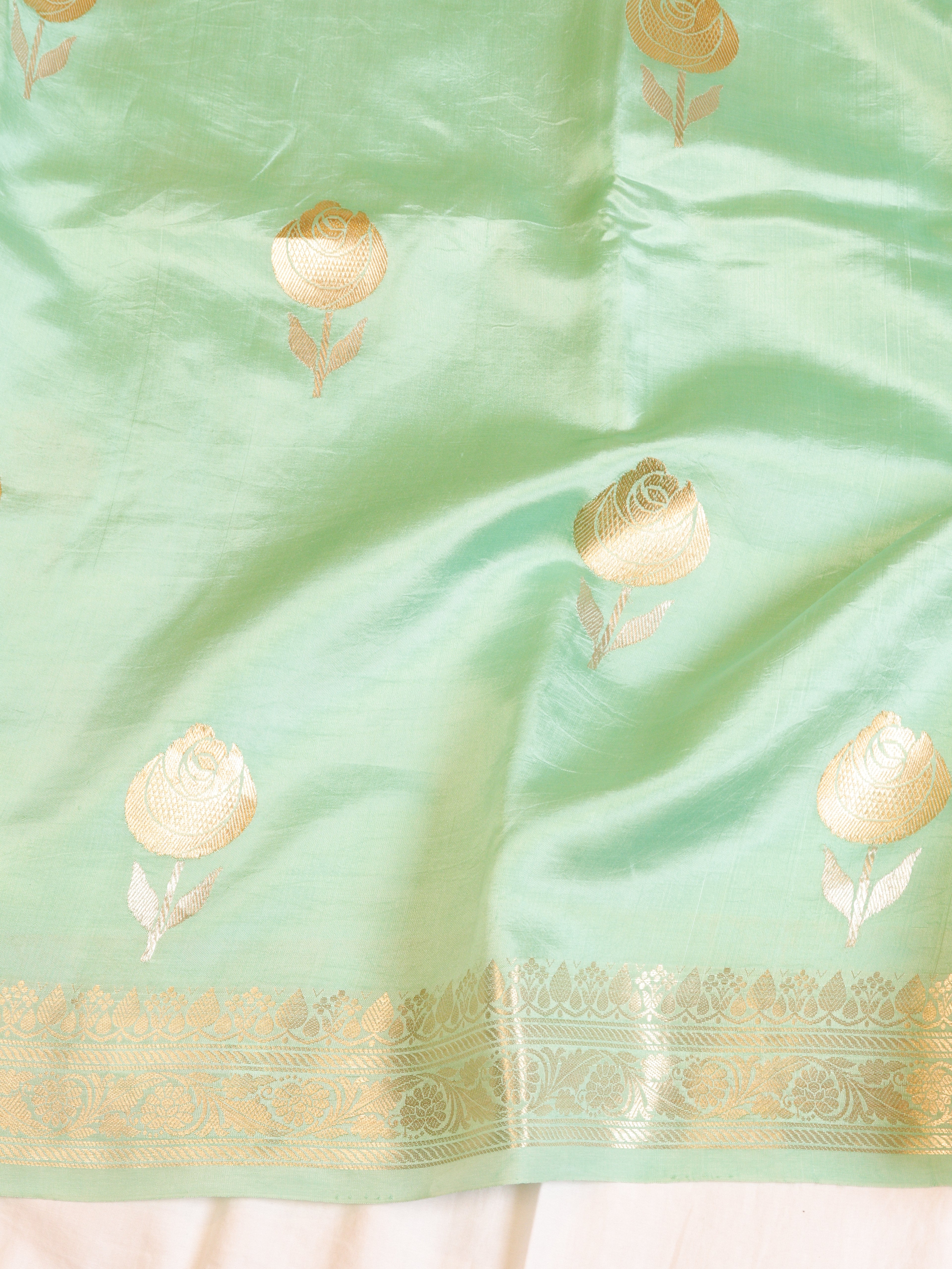 Mint Green Pure Soft Katan Silk Handloom Saree