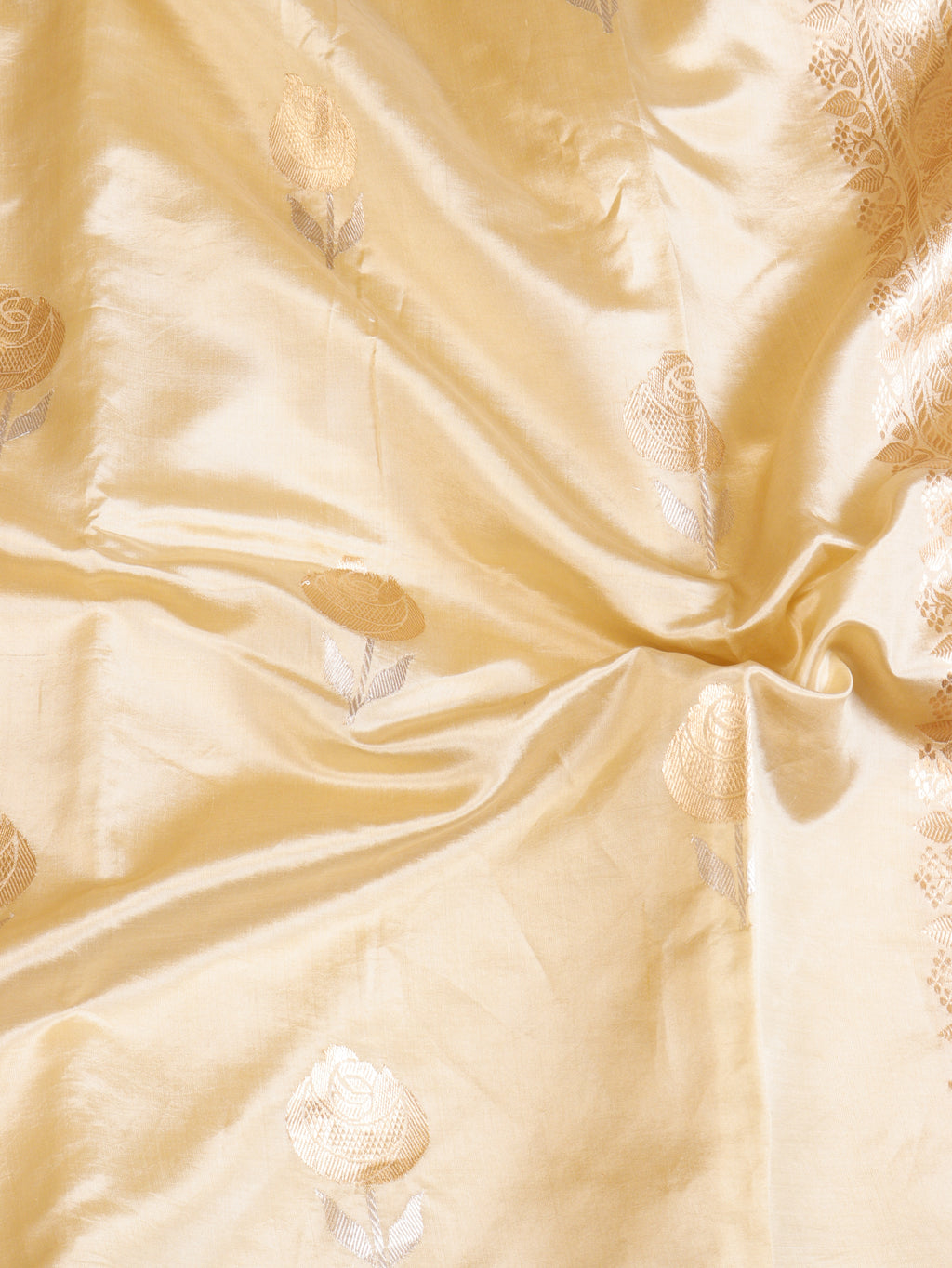 Golden Beige Pure Soft Katan Silk Handloom Saree