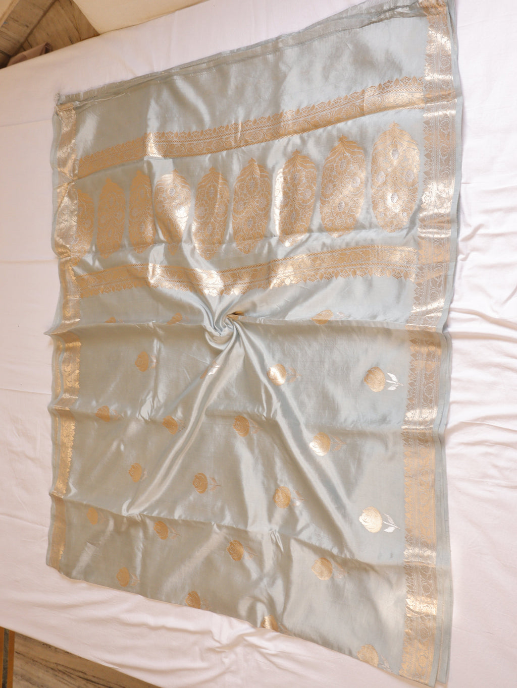 Ash Grey Pure Soft Katan Silk Handloom Saree