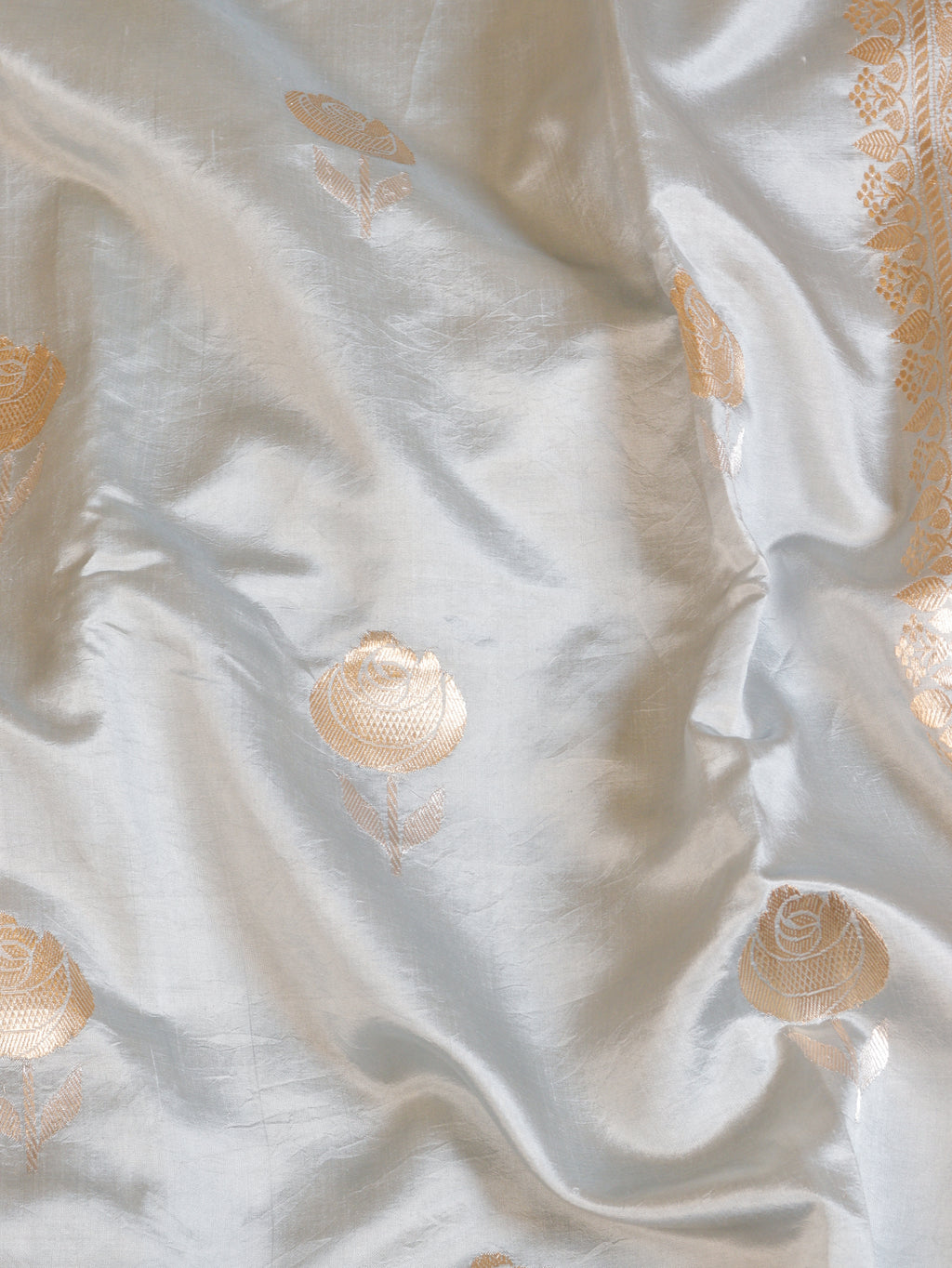 Ash Grey Pure Soft Katan Silk Handloom Saree