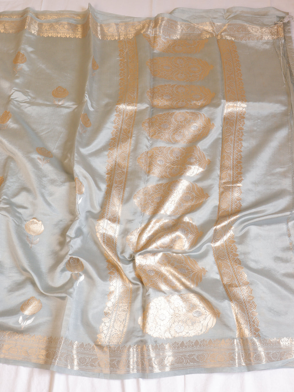 Ash Grey Pure Soft Katan Silk Handloom Saree
