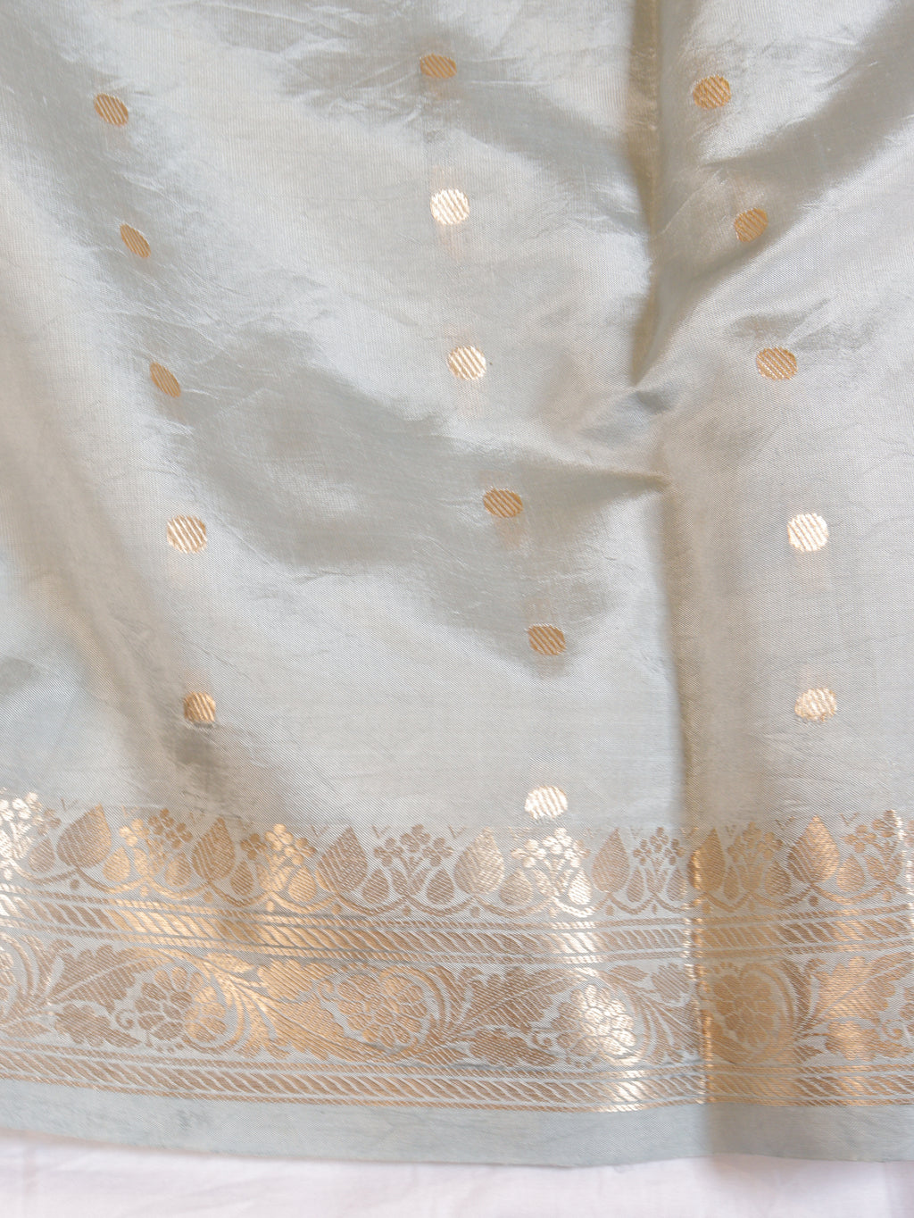 Ash Grey Pure Soft Katan Silk Handloom Saree