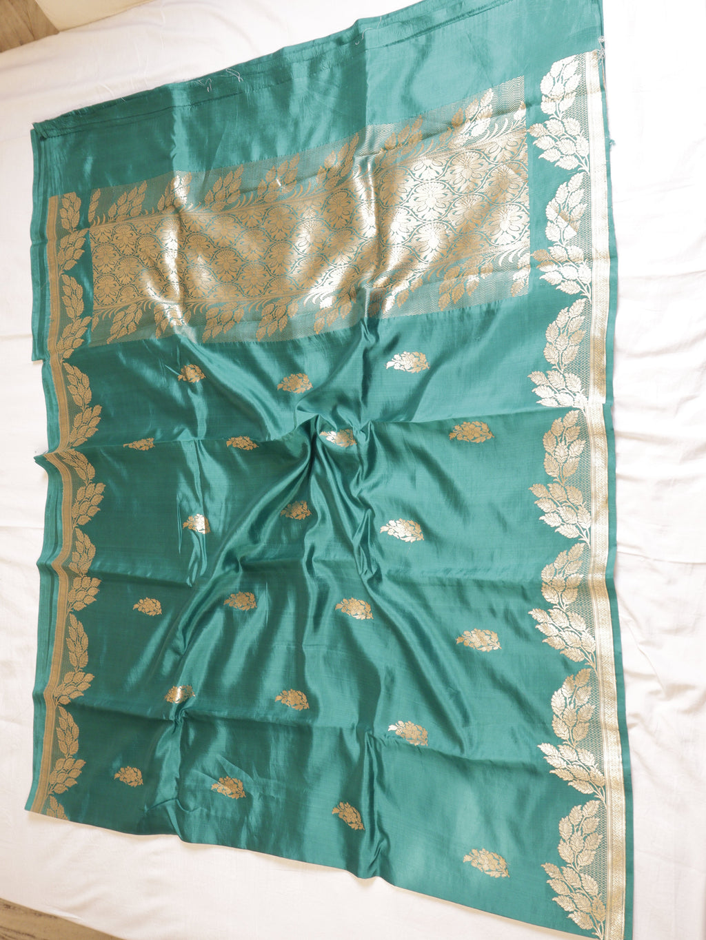 Sea Green Pure Soft Katan Silk Handloom Saree