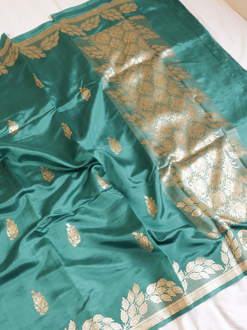 Sea Green Pure Soft Katan Silk Handloom Saree