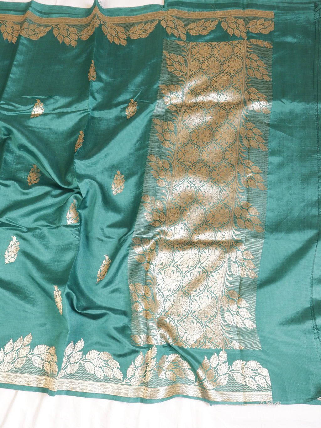 Sea Green Pure Soft Katan Silk Handloom Saree