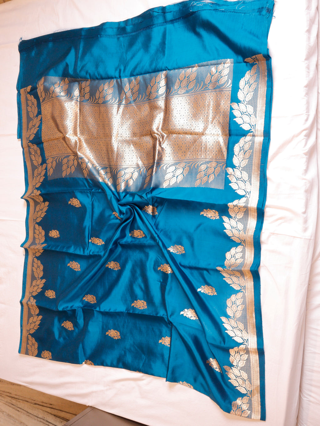 Peacock Blue Pure Soft Katan Silk Handloom Saree