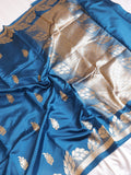 Peacock Blue Pure Soft Katan Silk Handloom Saree