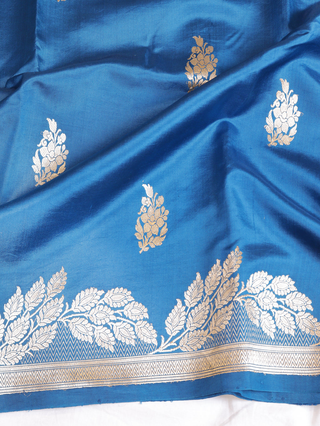 Peacock Blue Pure Soft Katan Silk Handloom Saree