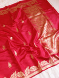 Cherry Pink Pure Soft Katan Silk Handloom Saree