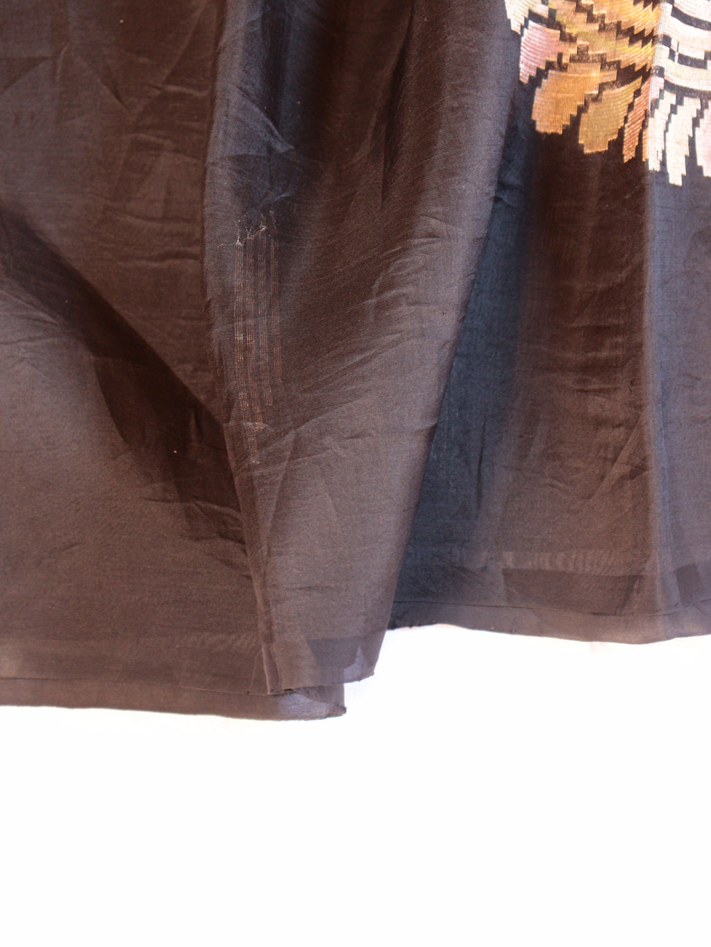 Black Pure Kora Silk Handloom Saree with Paisley Pallu