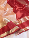 Pre-Order : Red Pure Tissue Silk Handloom Saree with Soft Katan Silk Border