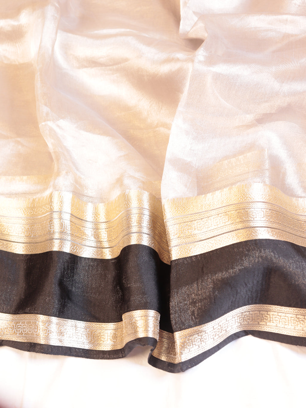 Pre-Order : Black Pure Tissue Silk Handloom Saree with Soft Katan Silk Border