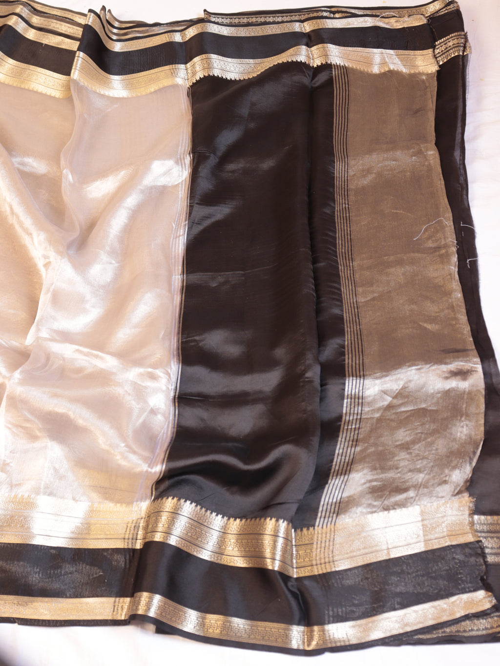 Pre-Order : Black Pure Tissue Silk Handloom Saree with Soft Katan Silk Border