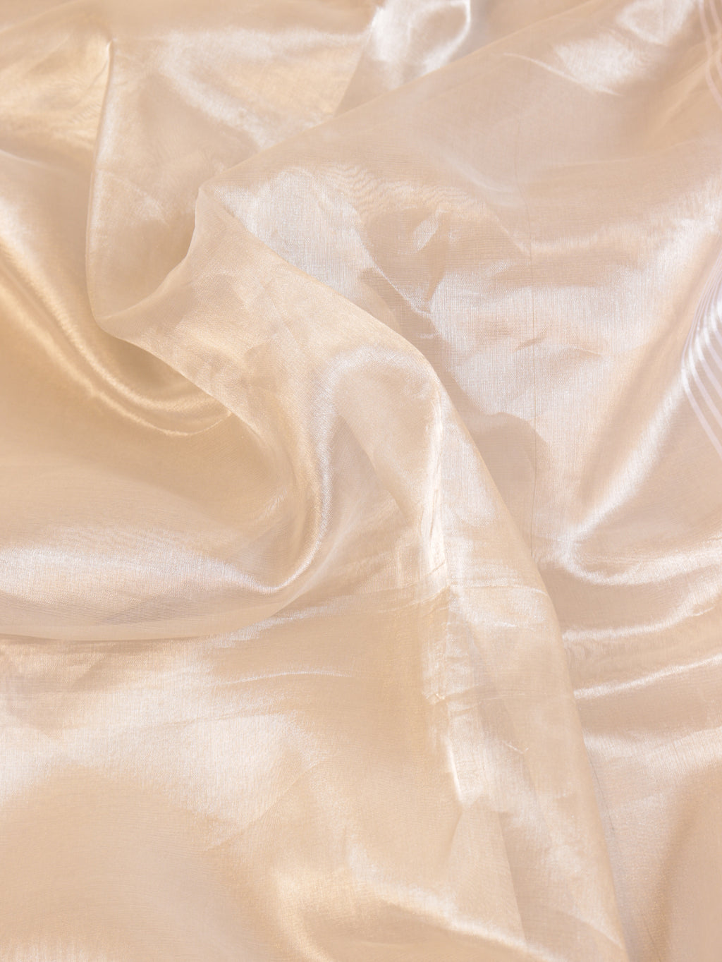 White Pure Tissue Silk Handloom Saree with Soft Katan Silk Border