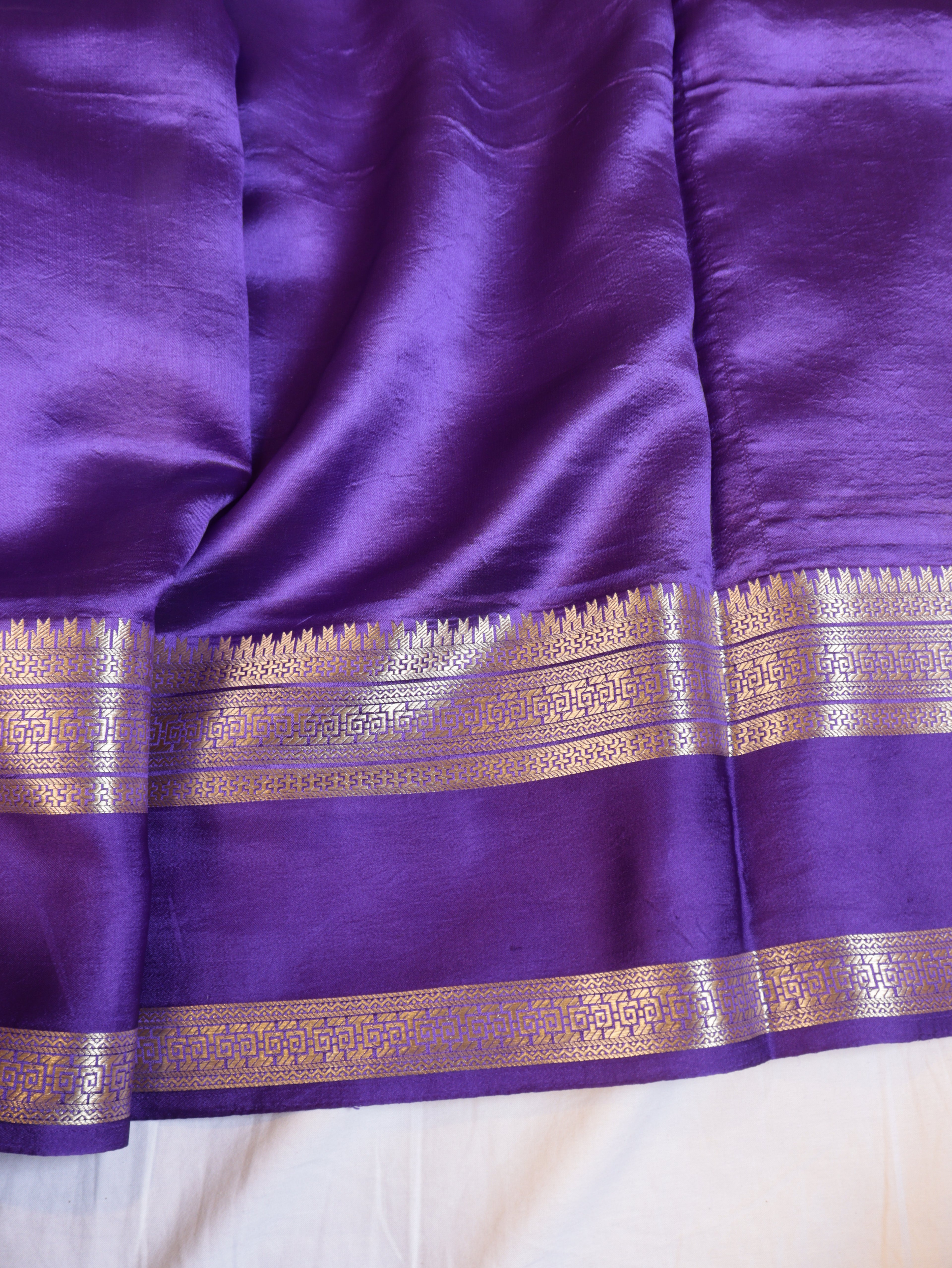 Purple Pure Tissue Silk Handloom Saree with Soft Katan Silk Border
