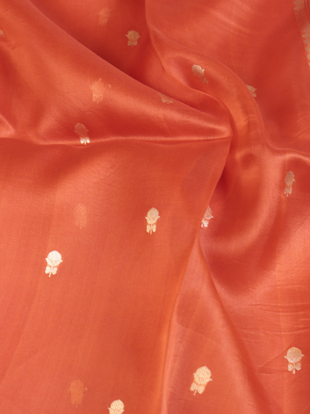 Orange Pure Kora Silk Handloom Saree