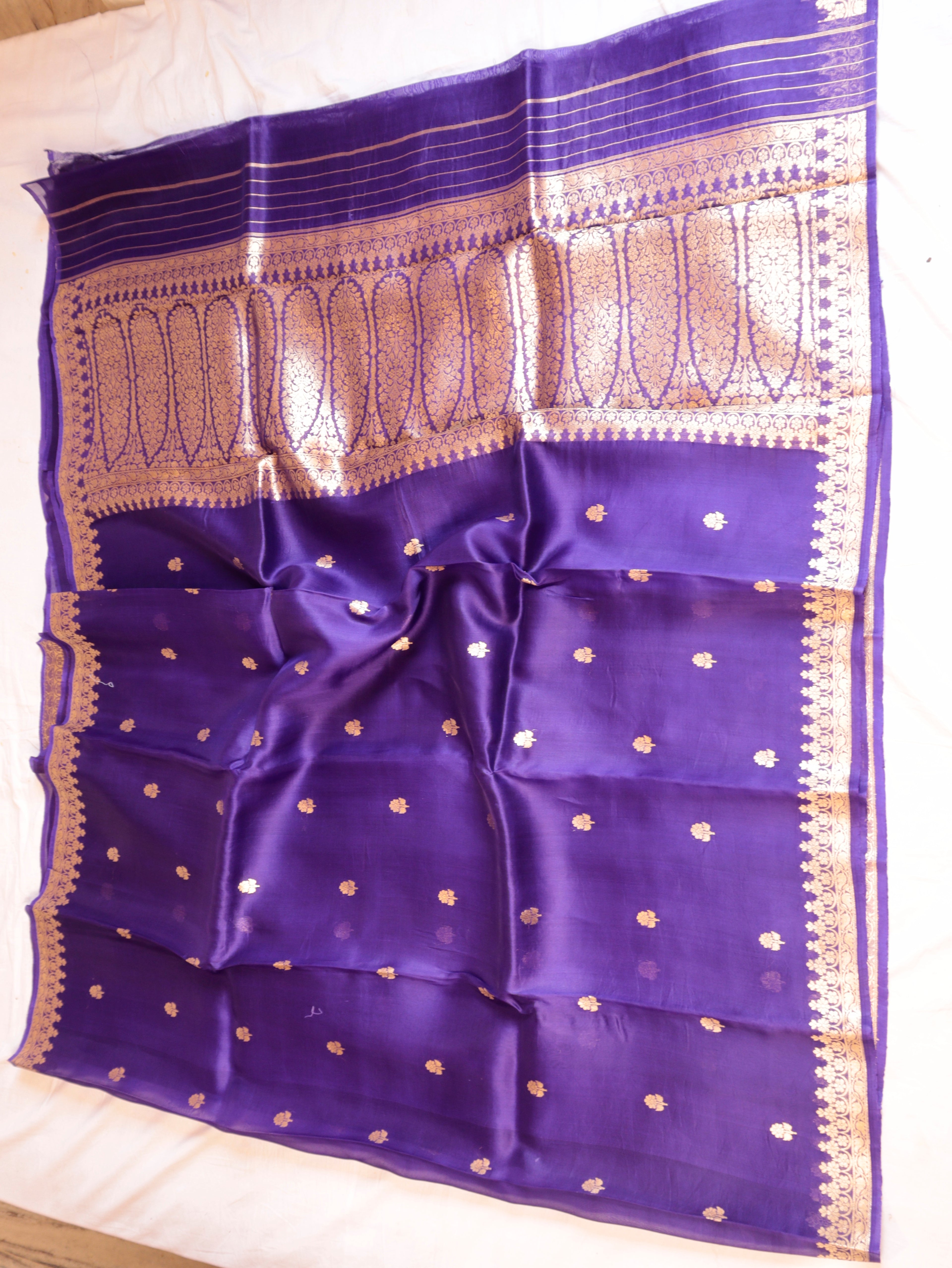 Purple Pure Kora Silk Handloom Saree