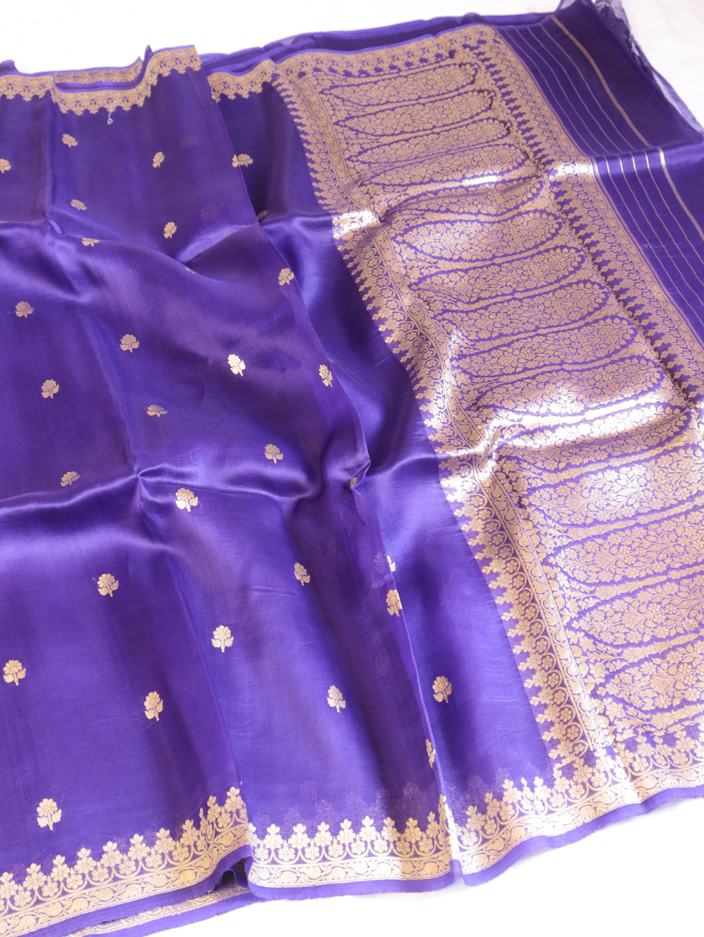 Purple Pure Kora Silk Handloom Saree