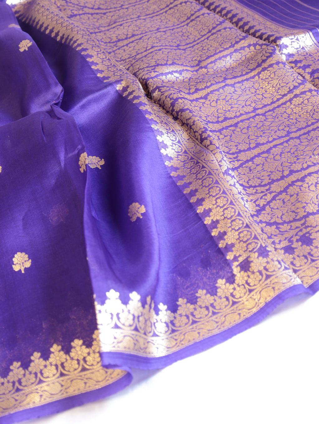 Purple Pure Kora Silk Handloom Saree