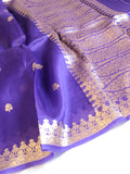 Purple Pure Kora Silk Handloom Saree
