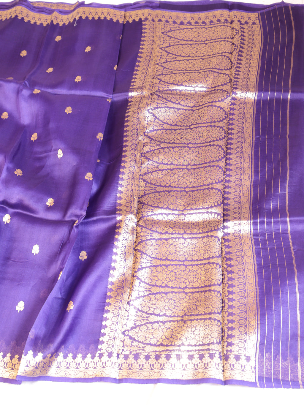 Purple Pure Kora Silk Handloom Saree