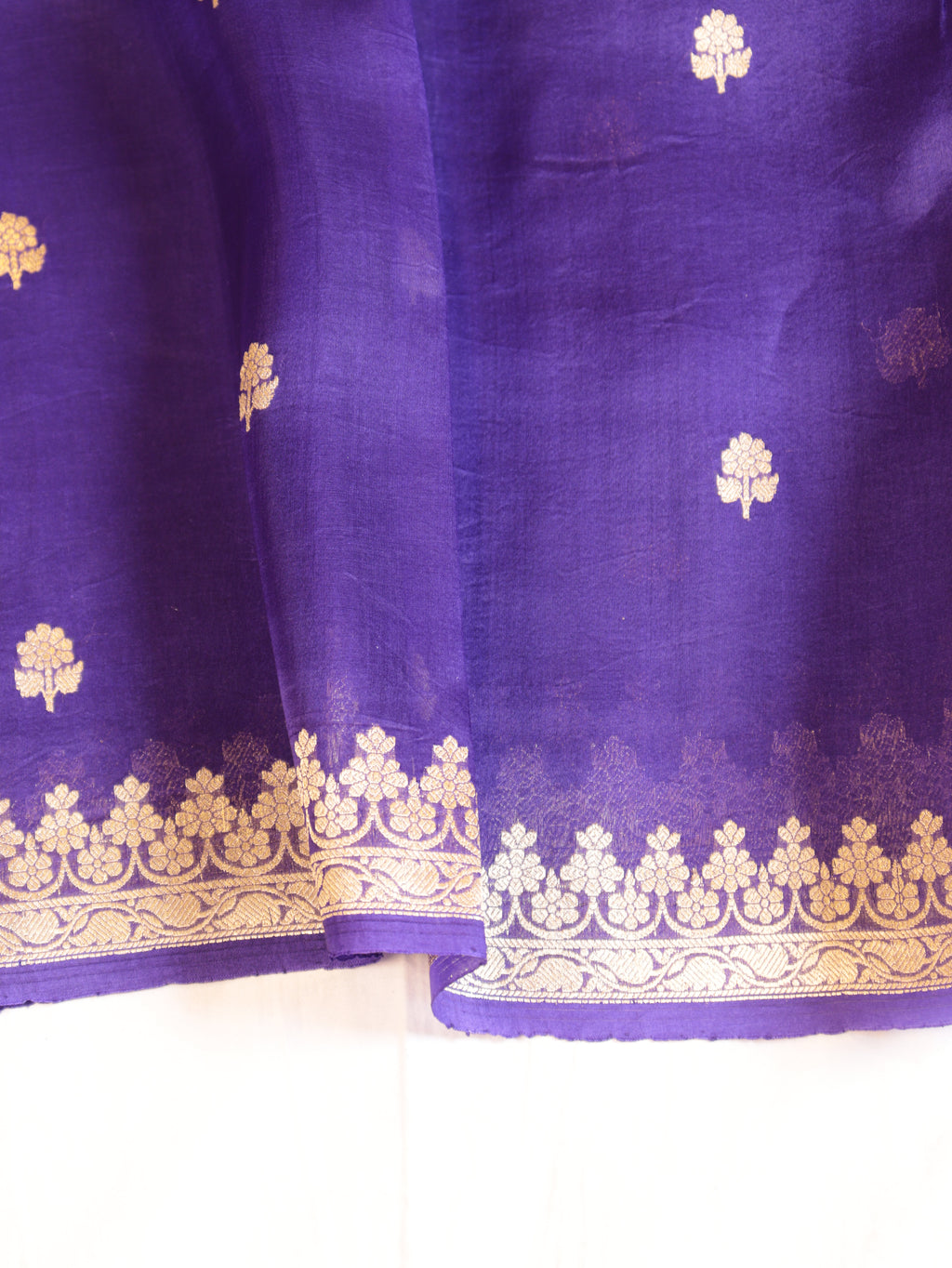 Purple Pure Kora Silk Handloom Saree