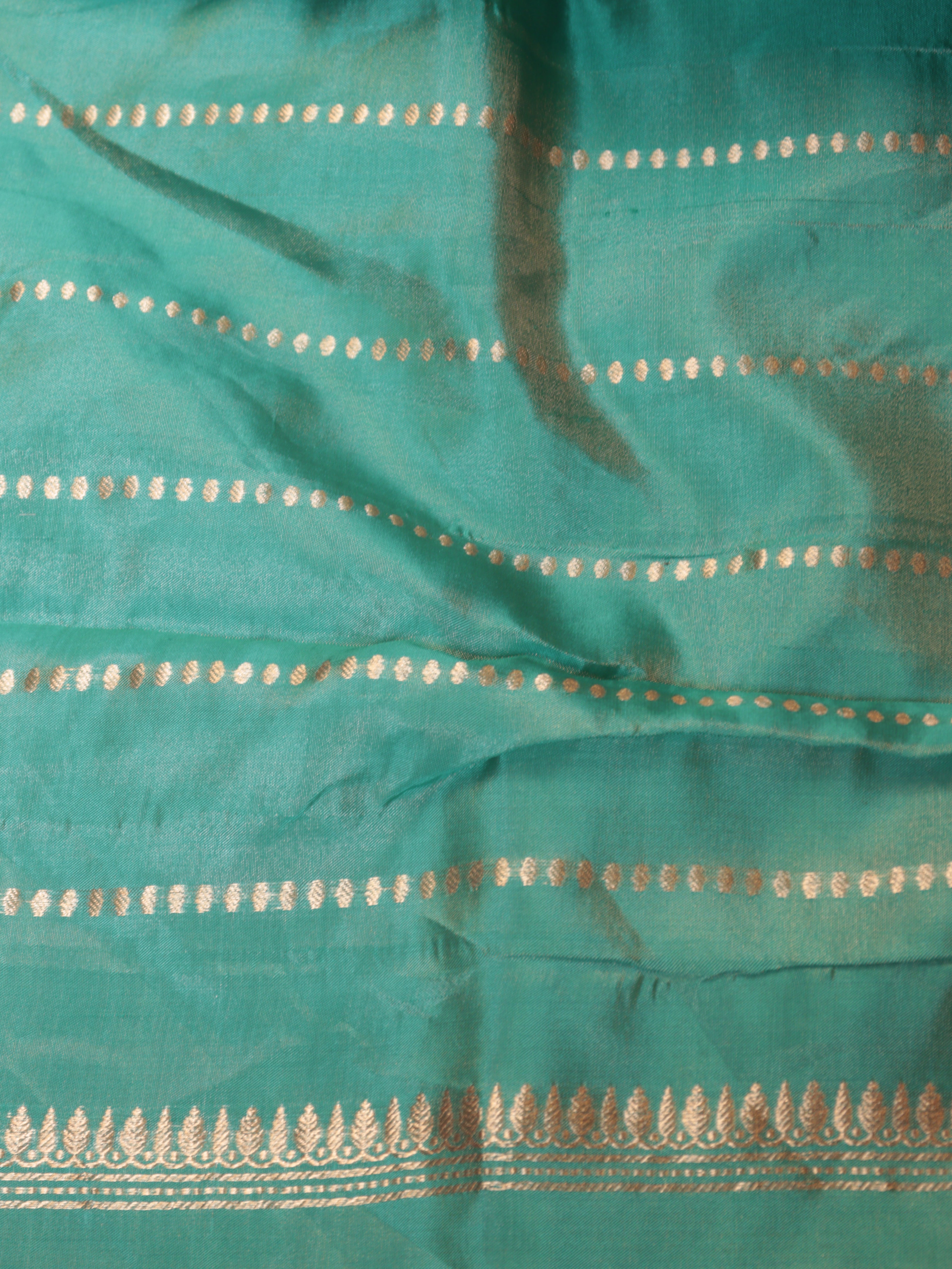 Golden Beige Pure Tissue Silk Handloom Saree with Stripes Blouse