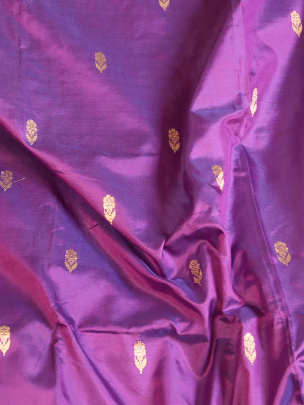 Purple Pure Katan Silk Handloom Saree with Stripes Border