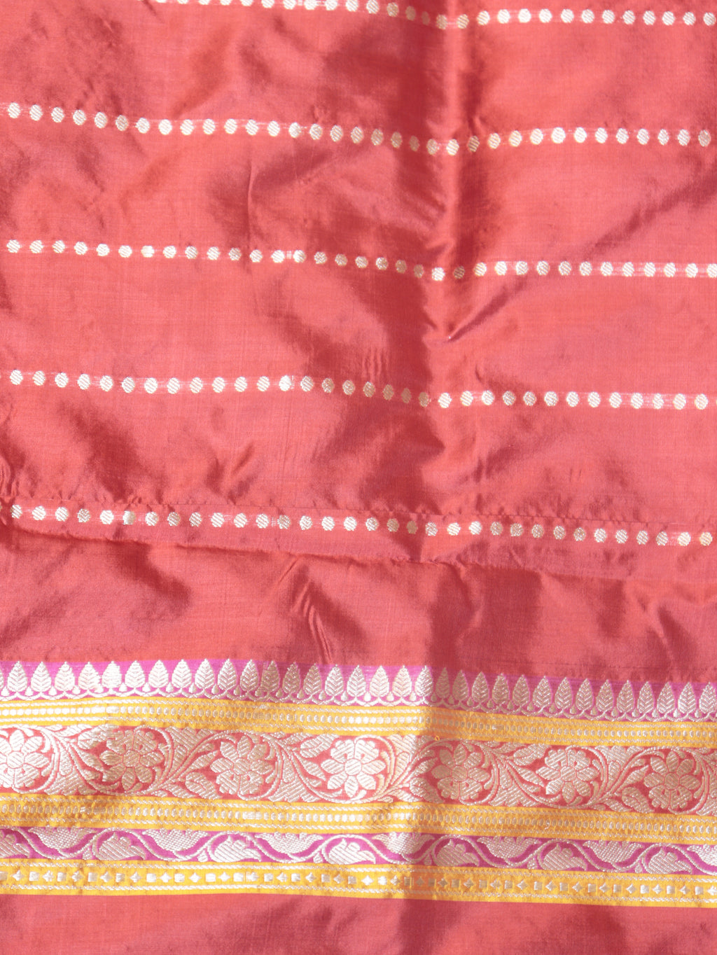 Purple Pure Katan Silk Handloom Saree with Stripes Border