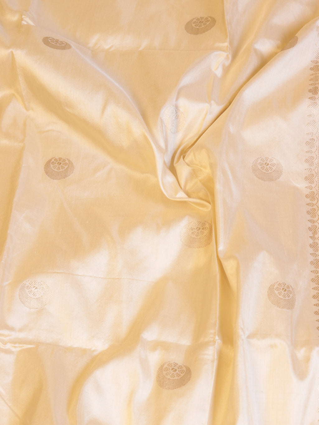 Cream Pure Katan Silk Handloom Chand Phool Saree