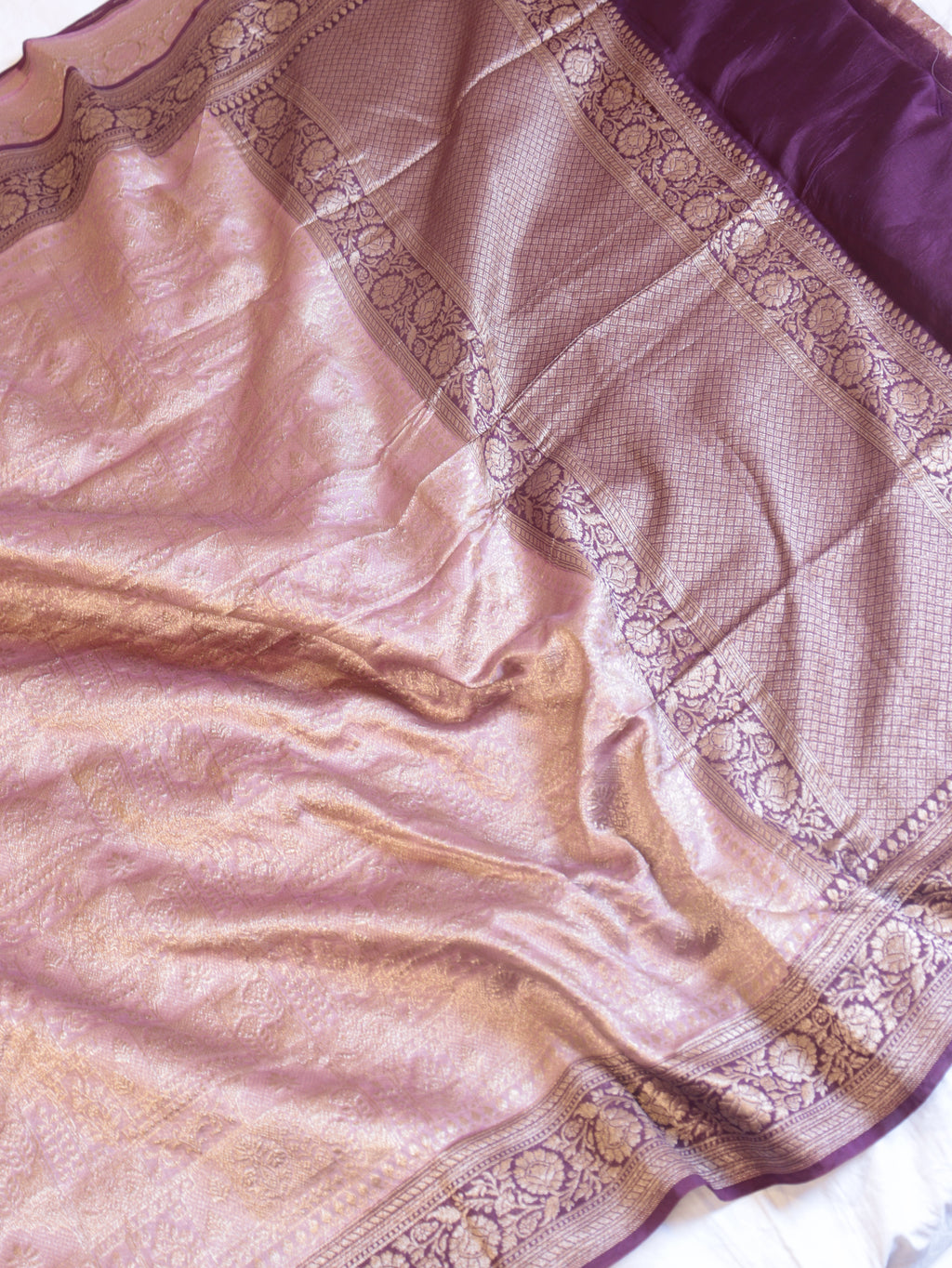 Pre-Order : Pastel Pink Pure Moonga Muslin Silk Handloom Saree with Contrast Stripes Blouse