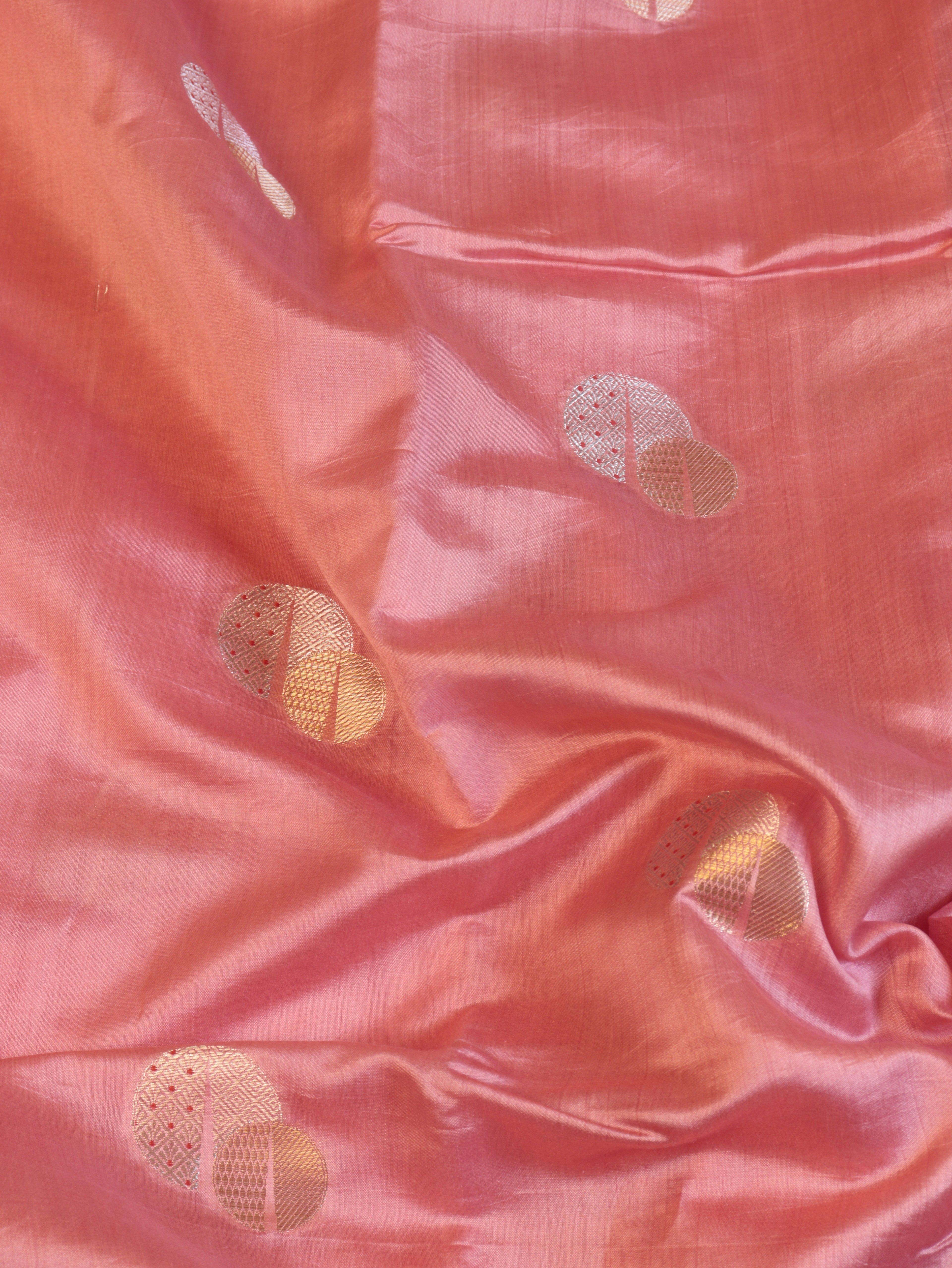 Border Buta Chiniya Silk Saree - Peach