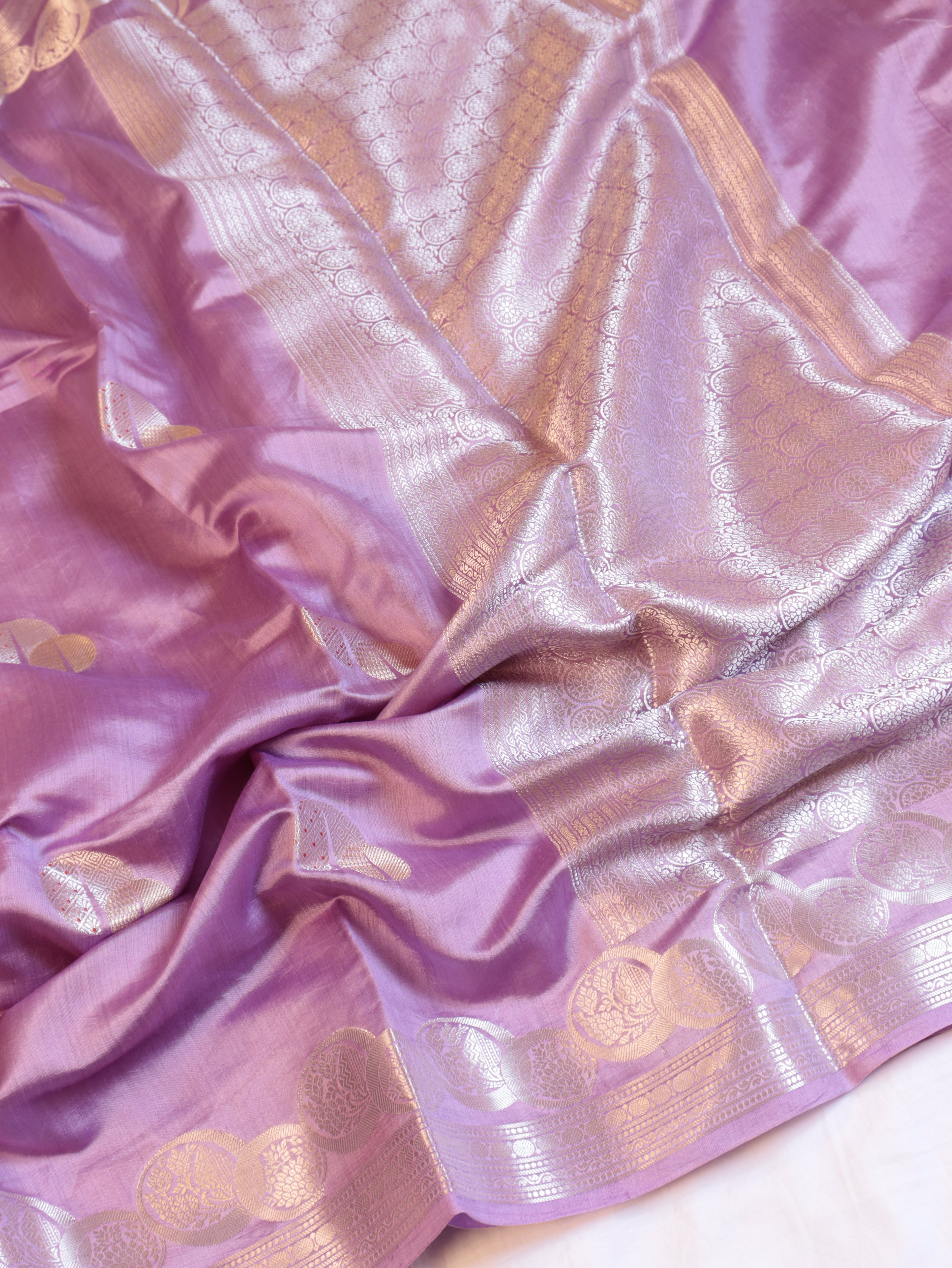 Border Buta Chiniya Silk Saree - Lavender