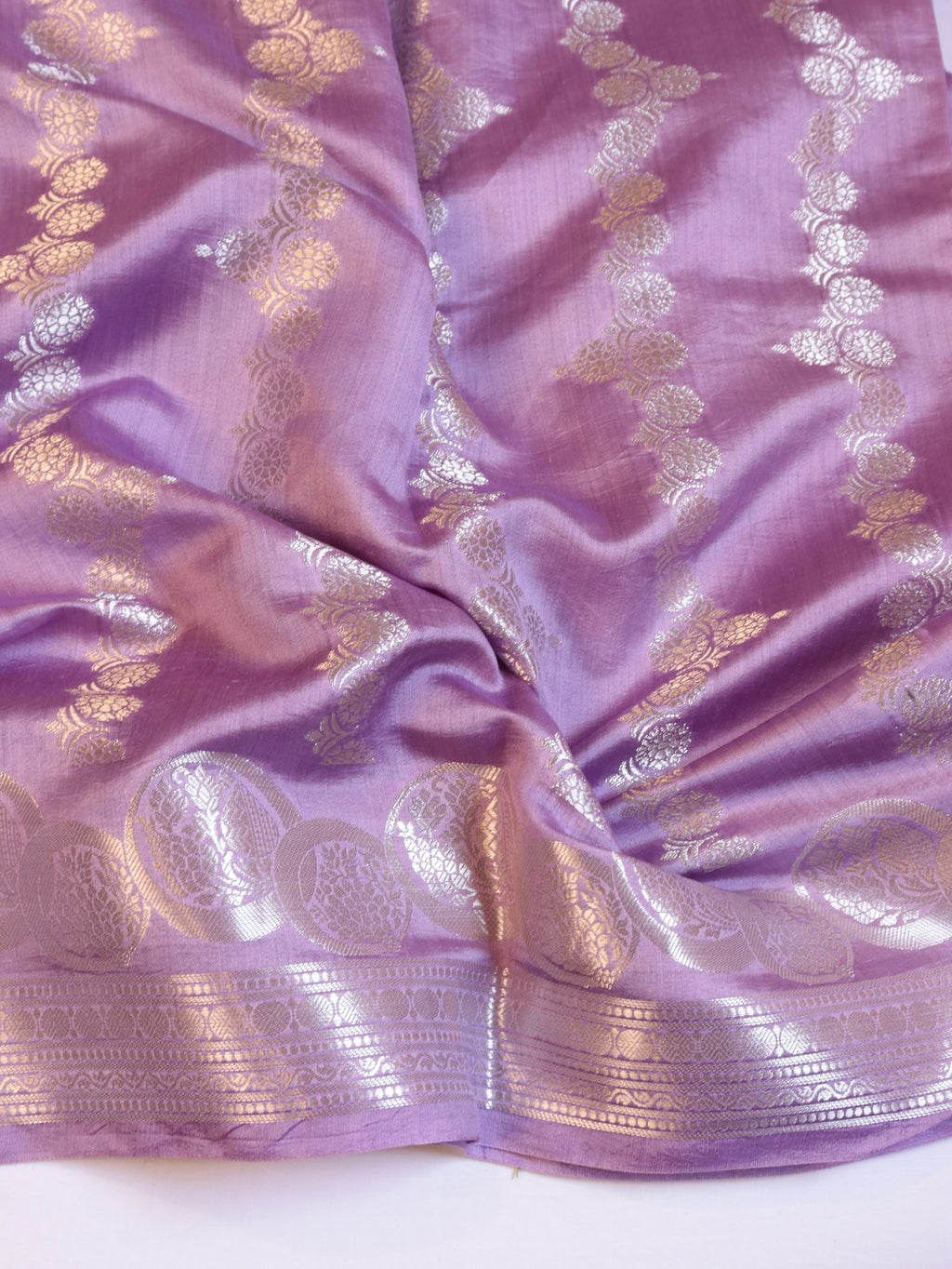 Border Buta Chiniya Silk Saree - Lavender