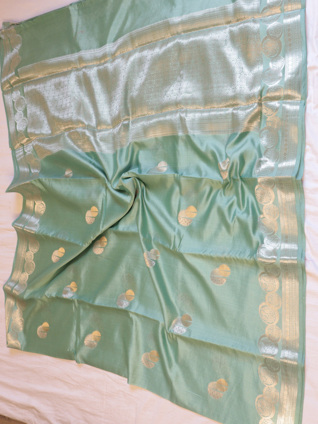 Mint Banarasi Chiniya Silk Saree – Border Buta Motif