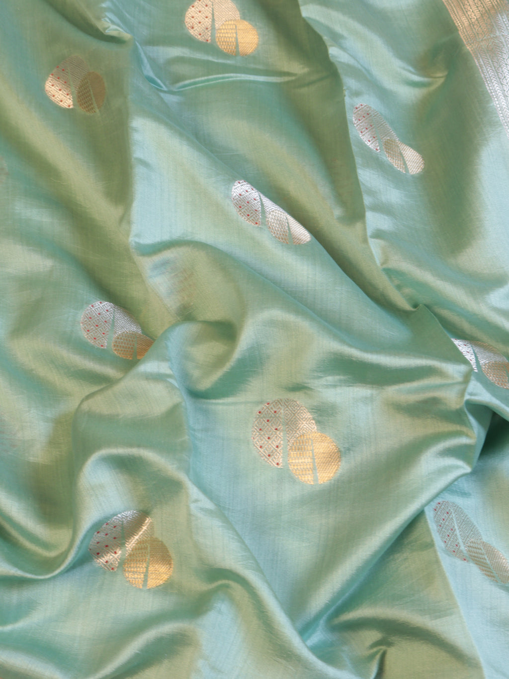 Mint Banarasi Chiniya Silk Saree – Border Buta Motif
