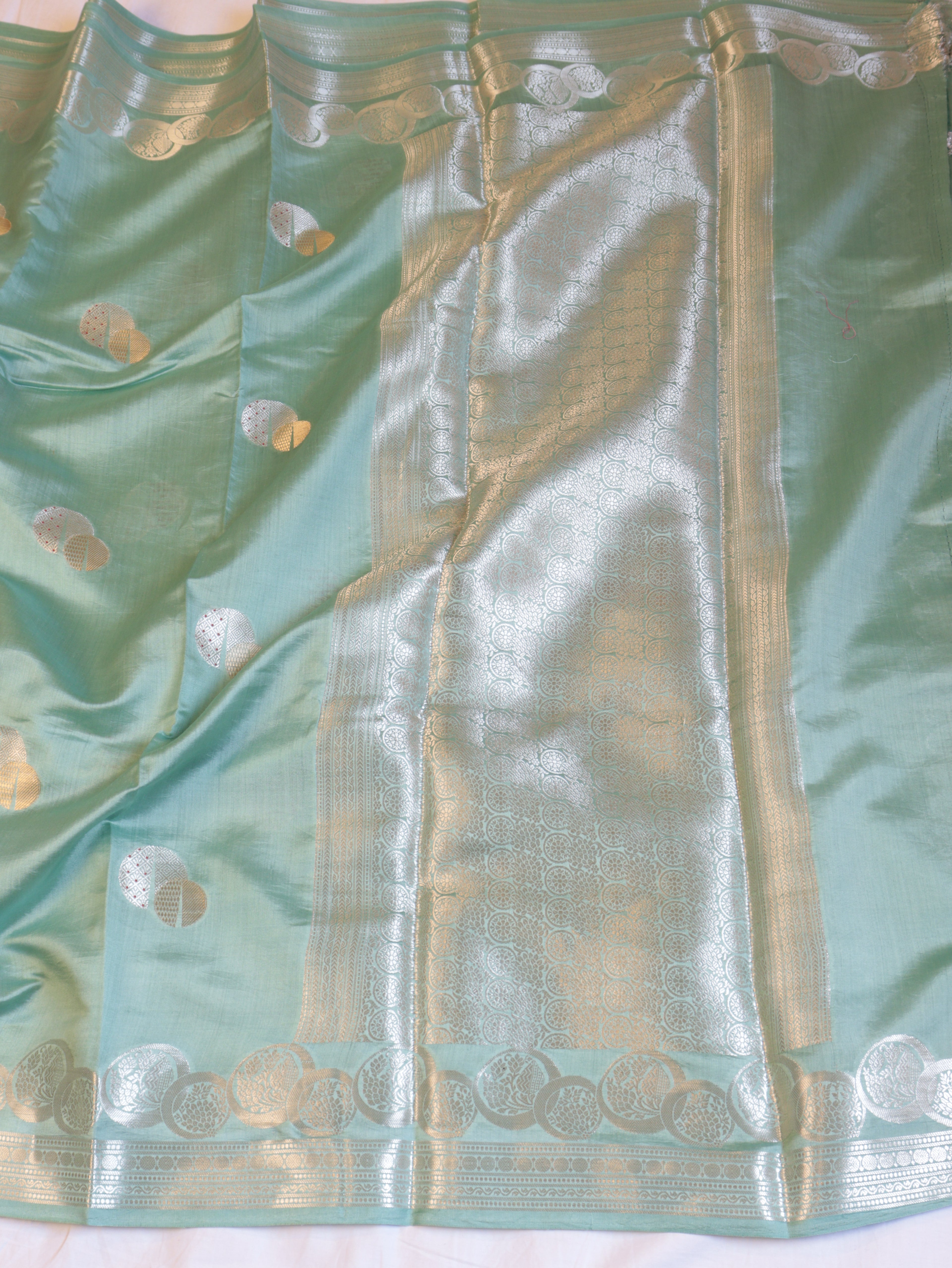 Mint Banarasi Chiniya Silk Saree – Border Buta Motif