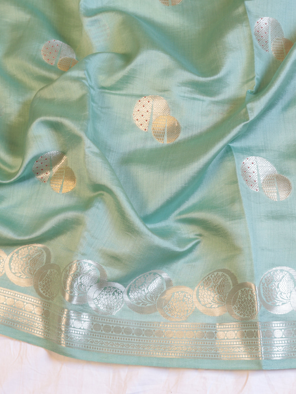 Mint Banarasi Chiniya Silk Saree – Border Buta Motif