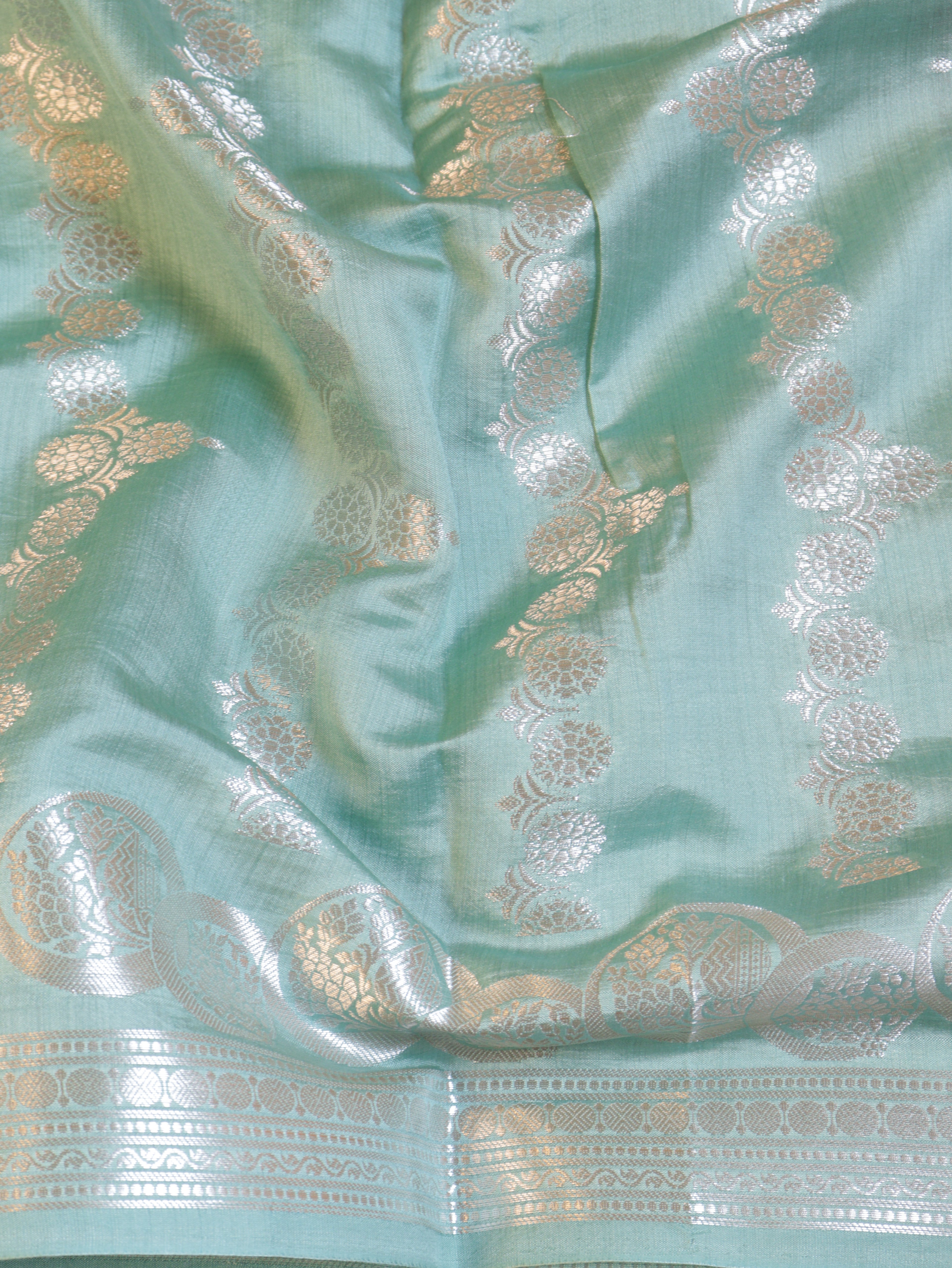 Mint Banarasi Chiniya Silk Saree – Border Buta Motif