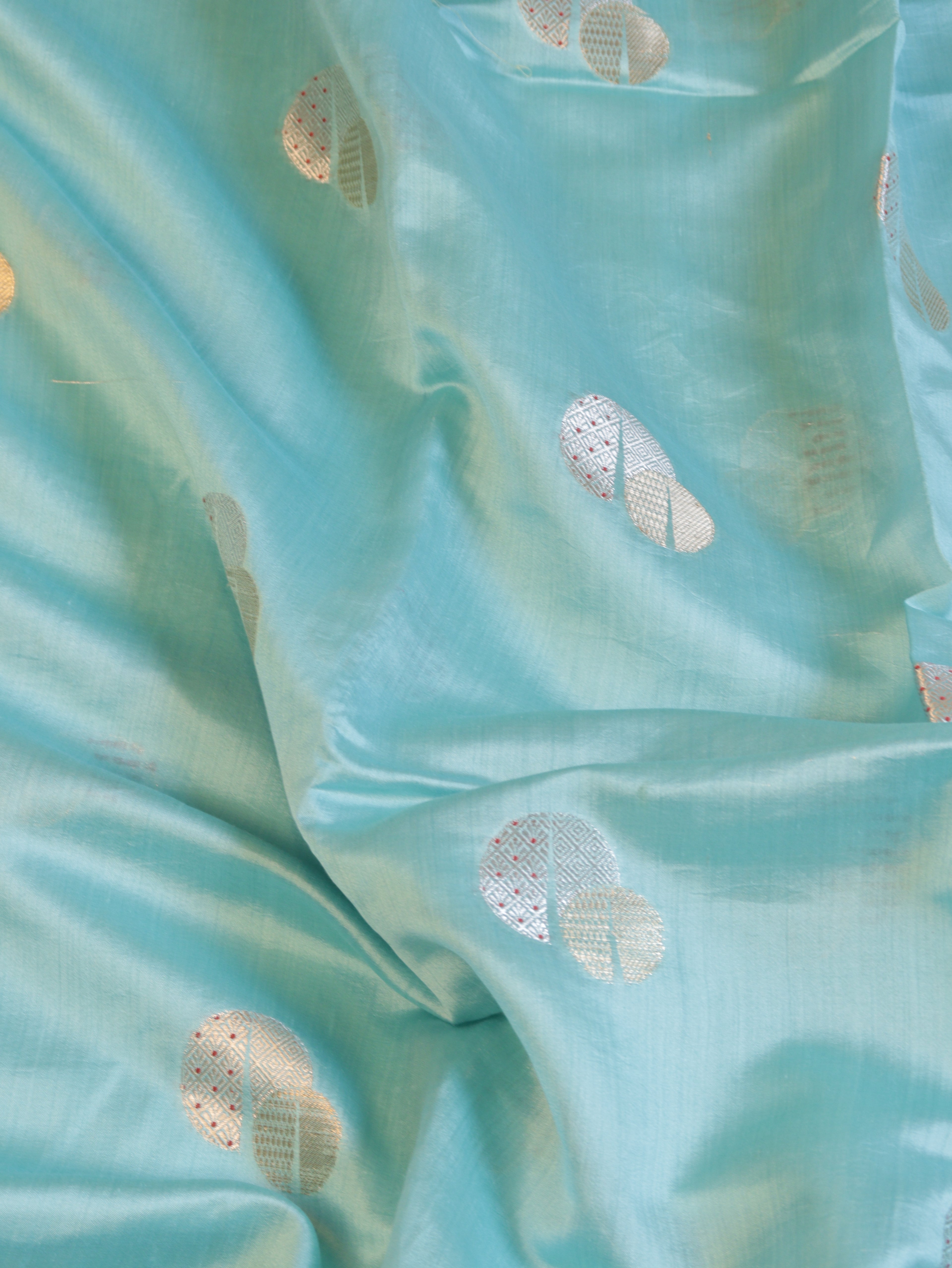 Circular Motif Border Chinniya Silk Saree - Blue