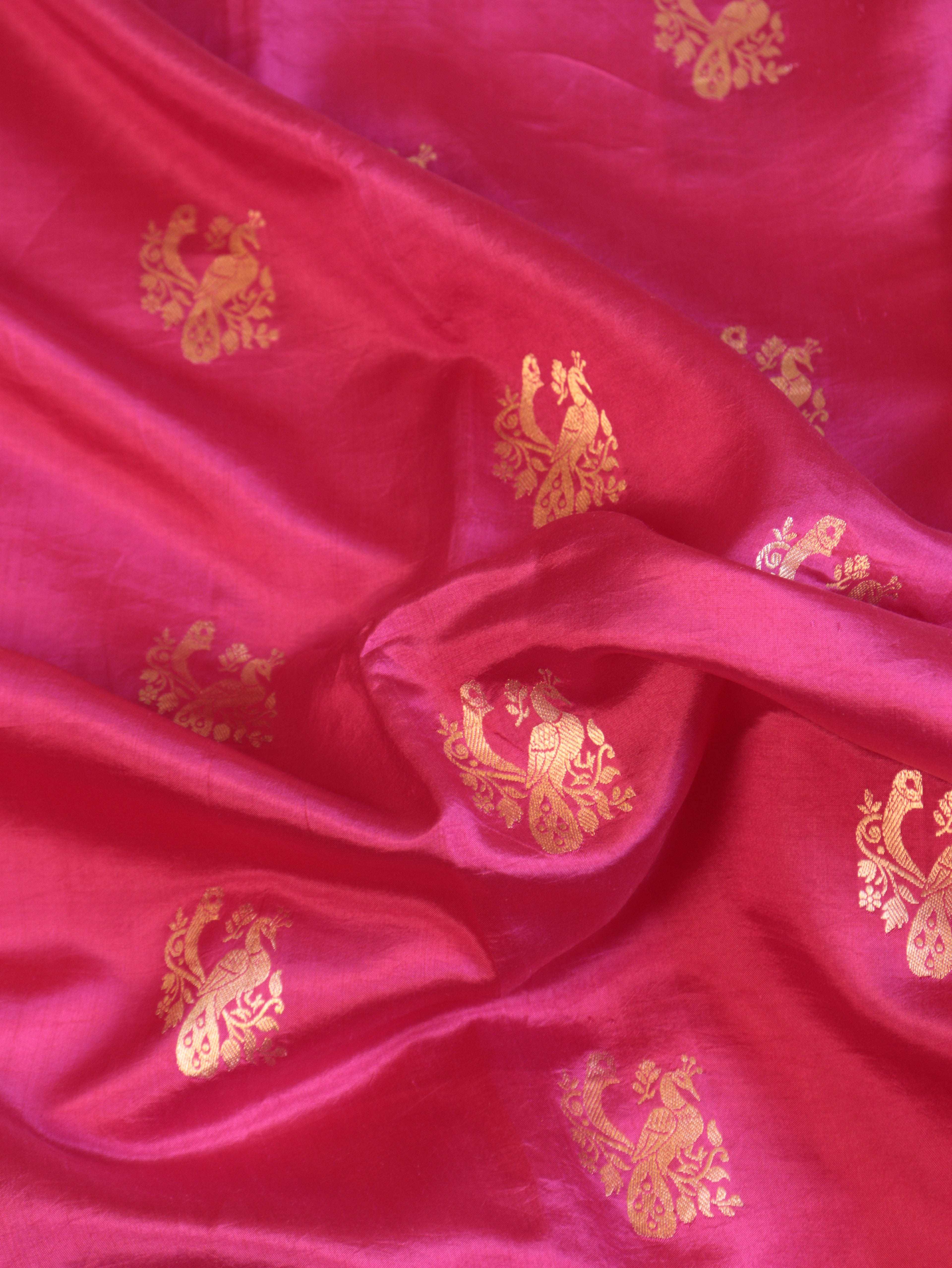 Bird Border Handloom Pure Soft Katan Silk Saree - Pink