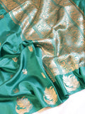 Bird Border Handloom Pure Soft Katan Silk Saree - Teal