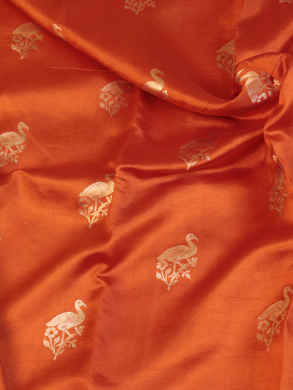 Cow Border Handloom Pure Soft Katan Silk Saree - Orange