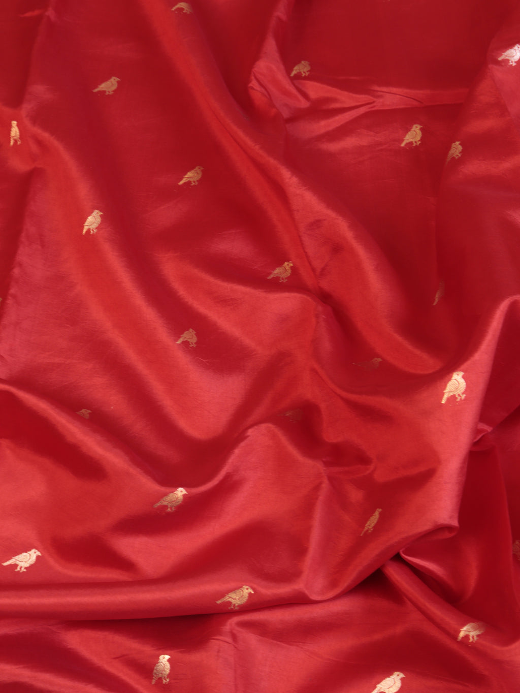 Bird Border Handloom Pure Soft Katan Silk Saree - Red