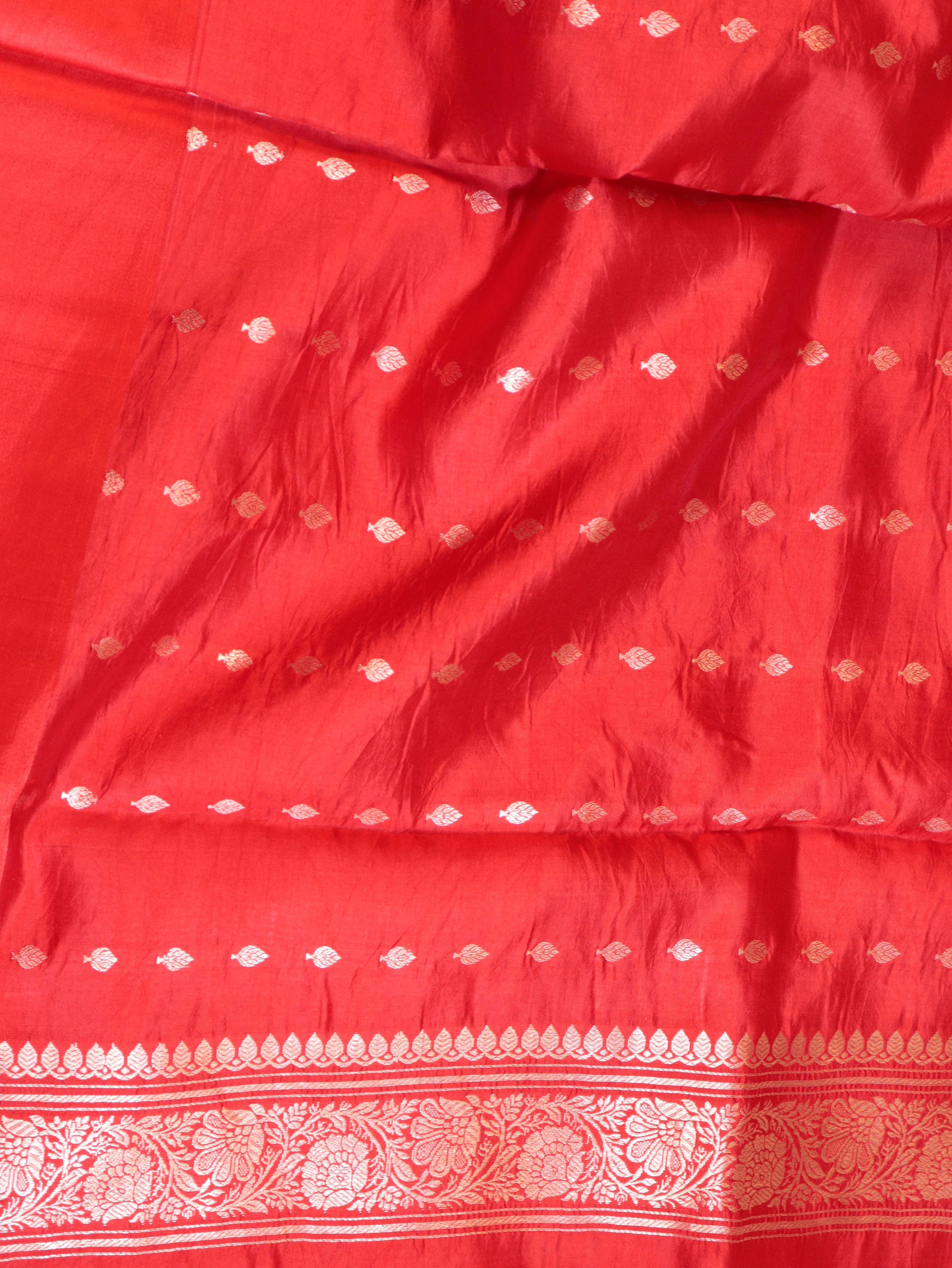 Bird Border Handloom Pure Soft Katan Silk Saree - Red
