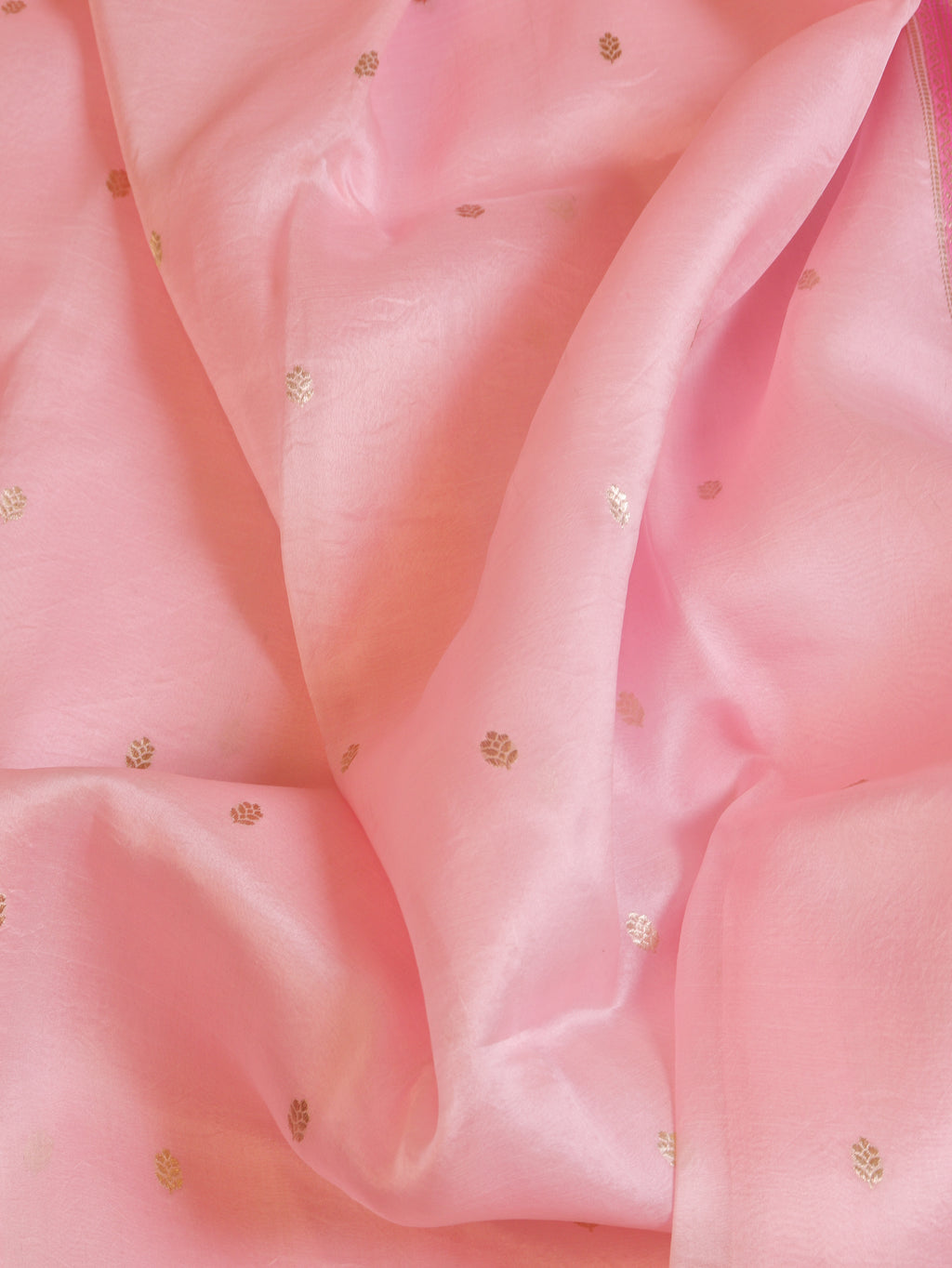 Contrast Border Handloom Pure Kora Silk Saree -  Soft Pink