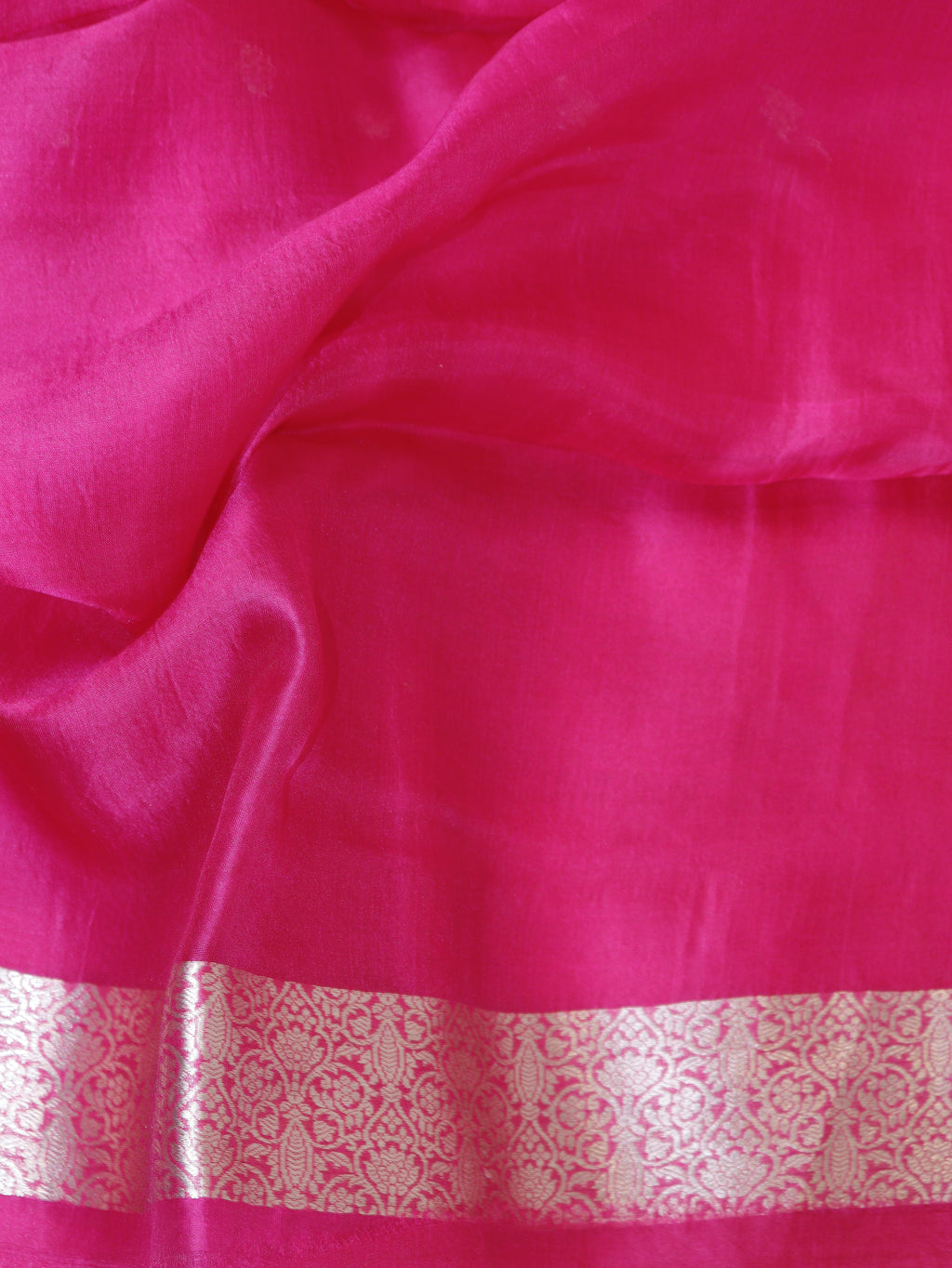 Pre-Order : Minimal Border Handloom Kora Silk Saree - Pink