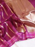 Minimal Border Handloom Kora Silk Saree - Plum Purple