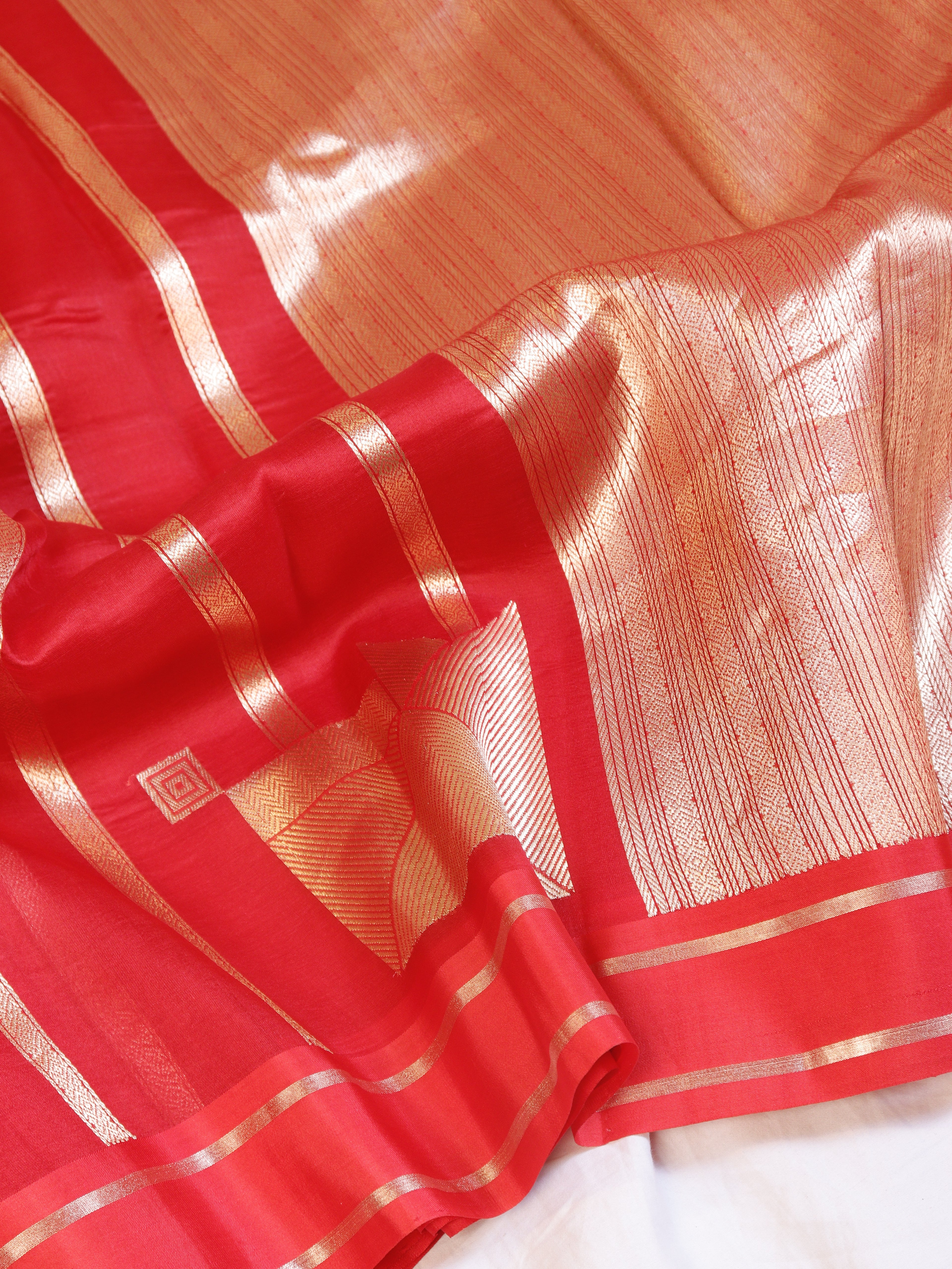 Minimal Border Handloom Kora Silk Saree